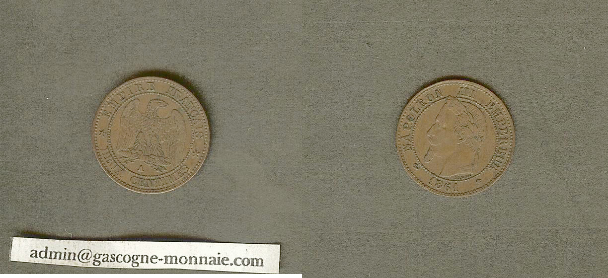 2 centimes Napoleon III 1861K EF